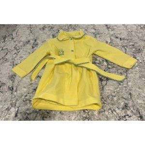 Vintage Train Embroidered Baby Bath Robe Infant To 12 lbs Belted Snaps Yellow